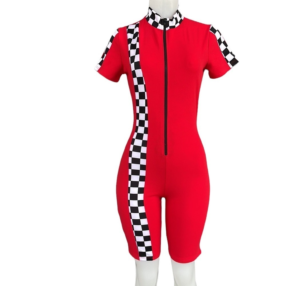 Jasmine Checkered Race Track Romper Size S
